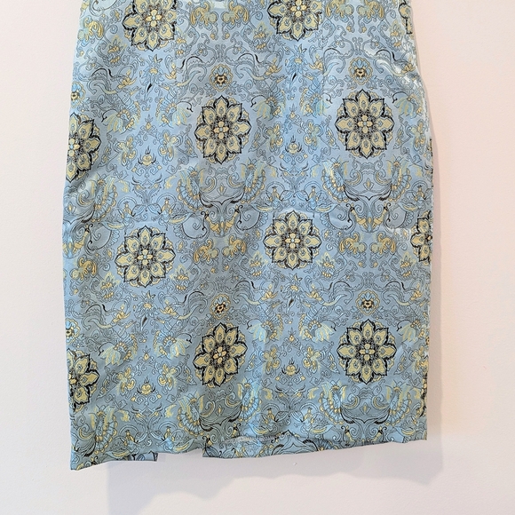 Vintage 90s Blue Floral Cheongsam Qipao Dress Fitted Sleeveless Chinese Lunar - Picture 15 of 16